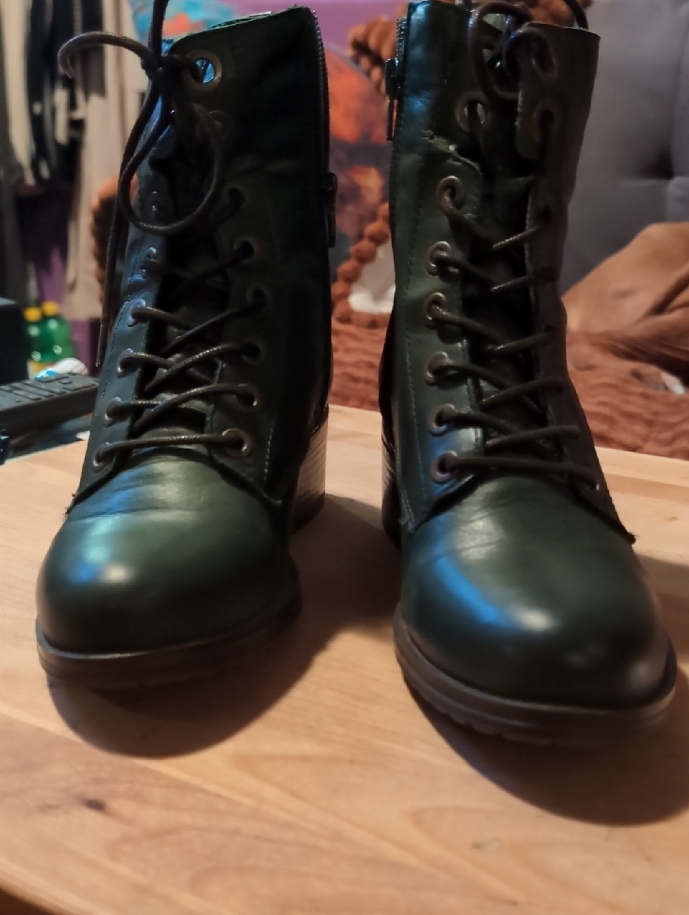 Miz Mooz Dark Green Lace-Up Ankle Boots